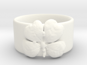 Four Leaf Clover Ring Size 6 in White Processed Versatile Plastic