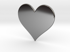 Heart in Fine Detail Polished Silver