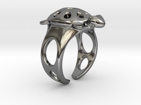 Turtle Ring  in Fine Detail Polished Silver