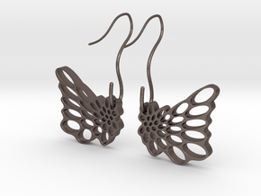 Butterfly Earrings in Polished Bronzed Silver Steel
