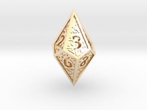 Hedron D10 (v2 closed) Spindown - Hollow in 14k Gold Plated Brass