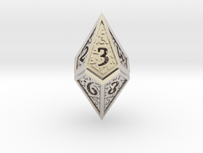 Hedron D10 (v2 open) Spindown - Hollow in Rhodium Plated Brass