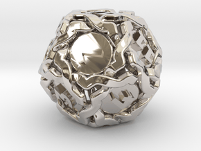 'Twined' Dice D12 Gaming Die (20mm) in Rhodium Plated Brass