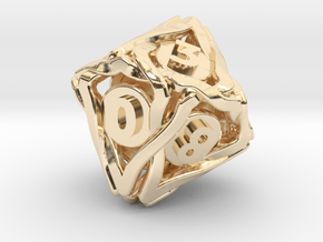 'Twined' Dice D10 Gaming Die (18 mm) in 14k Gold Plated Brass