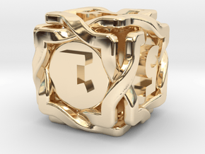 'Twined' Dice D6 Gaming Die in 14k Gold Plated Brass