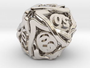 'Twined' Dice 10D10 (Decader) Gaming Die in Rhodium Plated Brass