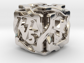 'Twined' Dice D6 Gaming Die Tarmogoyf P/T Version in Rhodium Plated Brass