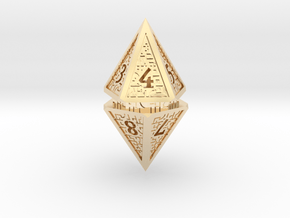 Hedron D10 Spindown Life Counter - HOLLOW DIE in 14k Gold Plated Brass
