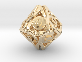 'Twined' Dice D10 Spindown Die (18 mm) in 14k Gold Plated Brass