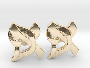 Hebrew Monogram Cufflinks - "Aleph Pay" Large in 14K Yellow Gold