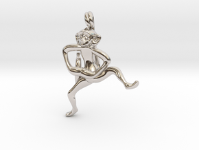 3D-Monkeys 205 in Rhodium Plated Brass