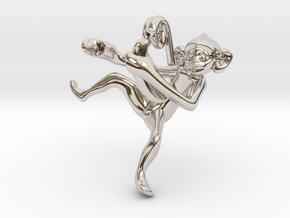 3D-Monkeys 206 in Rhodium Plated Brass
