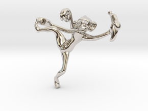 3D-Monkeys 207 in Rhodium Plated Brass
