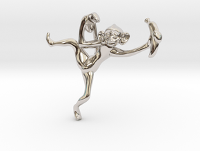 3D-Monkeys 209 in Rhodium Plated Brass