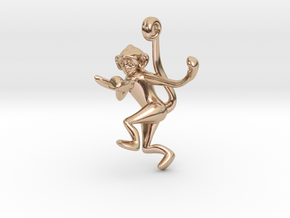 3D-Monkeys 213 in 14k Rose Gold Plated Brass