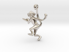 3D-Monkeys 213 in Rhodium Plated Brass