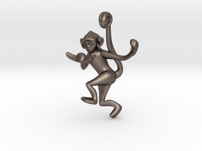 3D-Monkeys 213 in Polished Bronzed Silver Steel