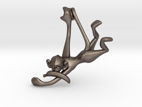 3D-Monkeys 217 in Polished Bronzed Silver Steel