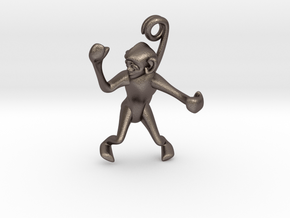 3D-Monkeys 219 in Polished Bronzed Silver Steel