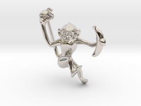 3D-Monkeys 221 in Rhodium Plated Brass