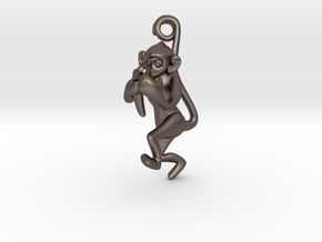 3D-Monkeys 222 in Polished Bronzed Silver Steel