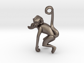 3D-Monkeys 223 in Polished Bronzed Silver Steel