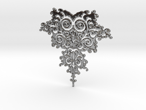 Mandelbrot Fractal Design in Fine Detail Polished Silver