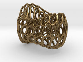 Designer geometric coctail ring #Skeleton in Polished Bronze