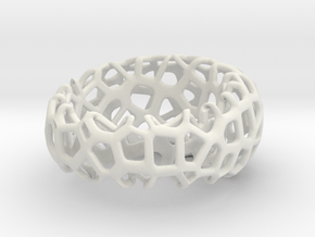 Wide designer  Aesthetic, Custom ring #Voronoi in White Natural Versatile Plastic: Medium