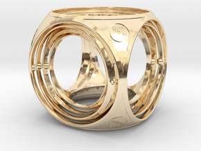 Gyro the cube (small) in 14k Gold Plated Brass