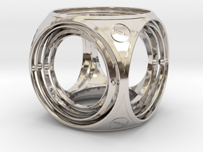 Gyro the cube (small) in Rhodium Plated Brass
