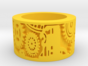 Gears Ring Size 8 in Yellow Processed Versatile Plastic