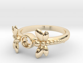 Dragonfly Ring in 14k Gold Plated Brass