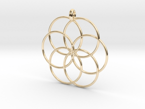 Flower of Life - Hollow Pendant V2 in 14K Yellow Gold
