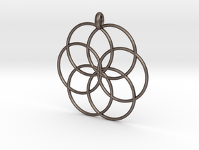 Flower of Life - Hollow Pendant V2 in Polished Bronzed Silver Steel