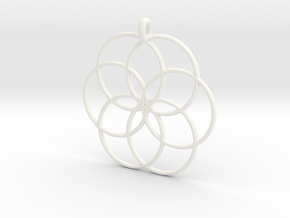 Flower of Life - Hollow Pendant V2 in White Processed Versatile Plastic