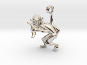 3D-Monkeys 230 in Rhodium Plated Brass