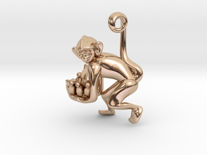 3D-Monkeys 235 in 14k Rose Gold Plated Brass