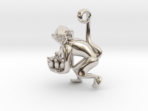 3D-Monkeys 235 in Rhodium Plated Brass