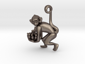 3D-Monkeys 235 in Polished Bronzed Silver Steel