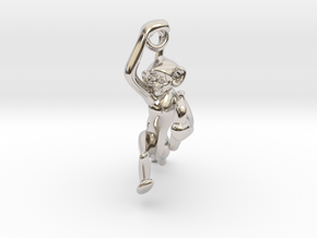 3D-Monkeys 237 in Rhodium Plated Brass