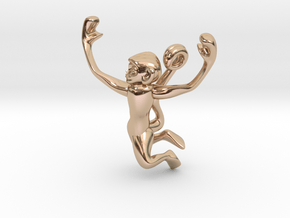 3D-Monkeys 243 in 14k Rose Gold Plated Brass