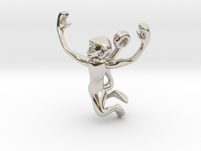 3D-Monkeys 243 in Rhodium Plated Brass