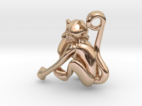 3D-Monkeys 246 in 14k Rose Gold Plated Brass