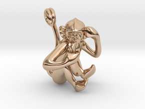 3D-Monkeys 247 in 14k Rose Gold Plated Brass