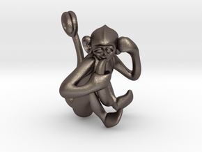 3D-Monkeys 247 in Polished Bronzed Silver Steel