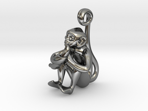 3D-Monkeys 250 in Fine Detail Polished Silver