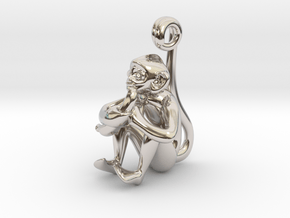 3D-Monkeys 250 in Rhodium Plated Brass