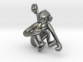 3D-Monkeys 254 in Fine Detail Polished Silver
