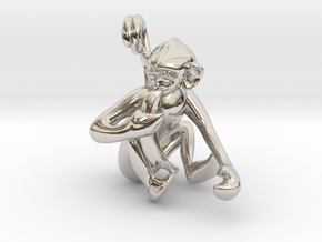 3D-Monkeys 254 in Rhodium Plated Brass